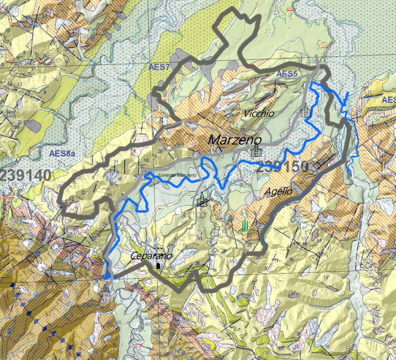 Carta geologica della sottozona Marzeno